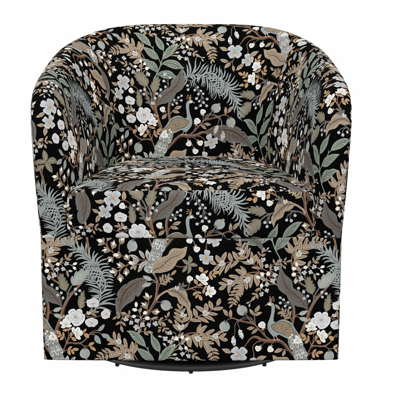 Pembroke Swivel Chair, Rpc Peacock Black Linen