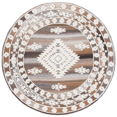 Tapis brun clair en laine / coton touffeté à la main Dimmick