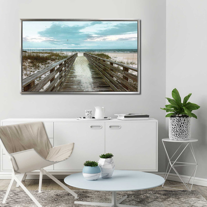 «Happy Place» par Nan - photographie, Cadre flottant argent, H 31,5 po x l 51,5 po x P 2 po