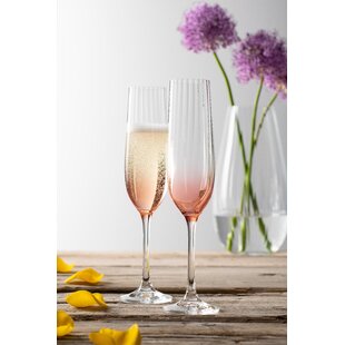 JoyJolt Meadow Butterfly Collection European Crystal Stemmed Champagne  Flutes - Set of 2 