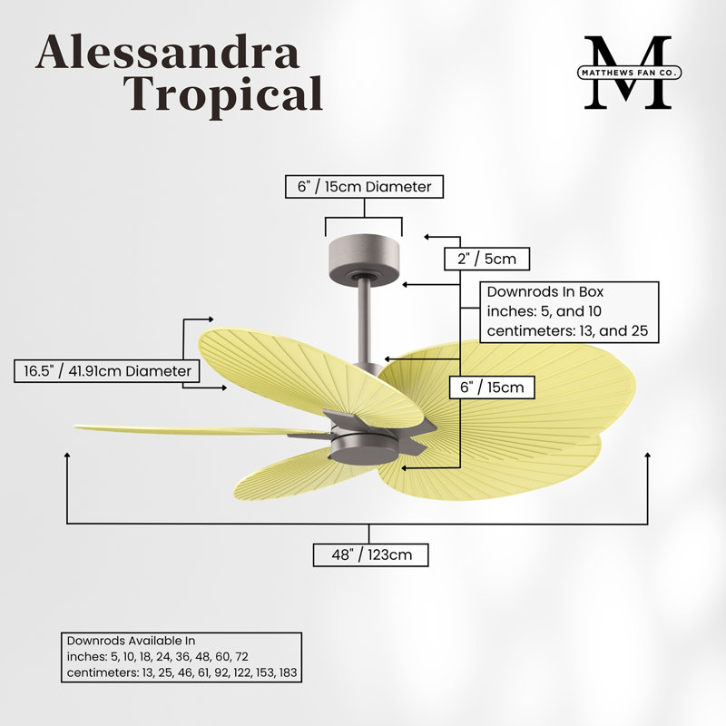 Alessandra - Five Blade Ceiling Fan, Light Yellow, Brushed Nickel