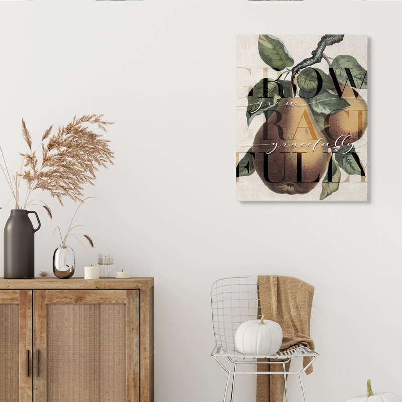 «Grow Grace Grace», poirier jaune rétro, Toile tendue, H 40 po x l 30 po