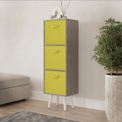 Cedar 3-Tier 3-Drawer Cube Shelving Unit with Scandinavian Legs