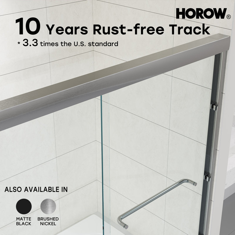 56" - 60" W X 60" H Double Sliding Semi-frameless Bathtub Doors With Clear Glass, Brushed Nickel