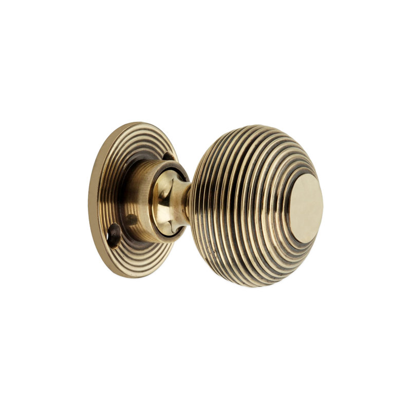 Beehive 50mm Rim/Mortice Door Knob, Aged Brass