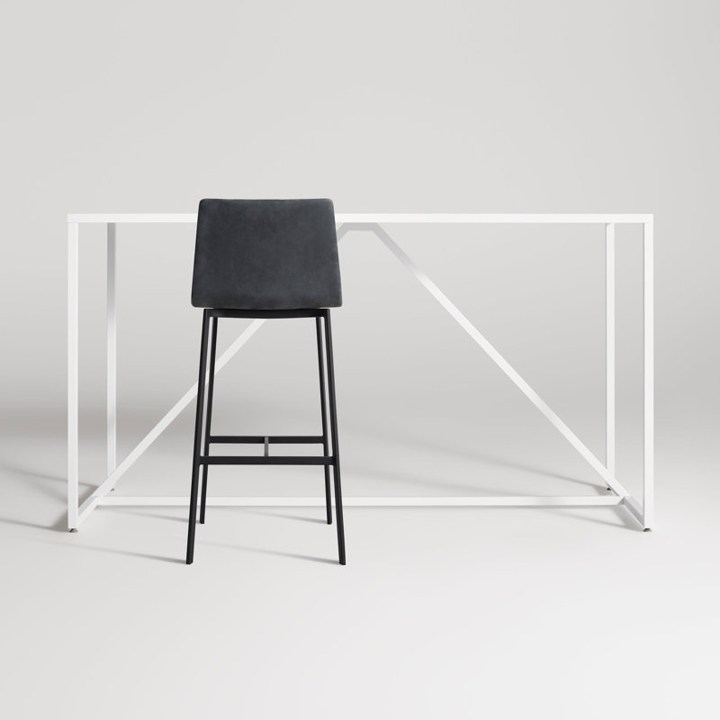 Between Us Stool, Black, Bar Stool (31" Seat Height), Ink Genuine Leather