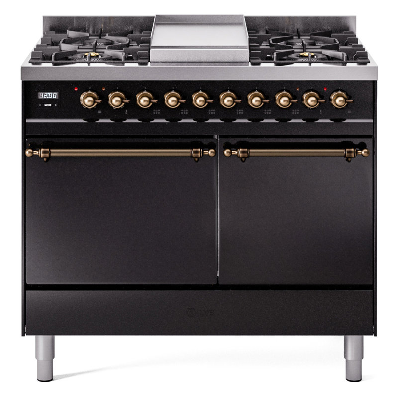 ILVE Nostalgie II 40 in Dual Fuel Range, Emerald Green/Bronze, Liquid Propane