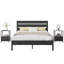 Ensemble de chambre à coucher de style campagnard industriel 3 pièces, lit plateforme double avec 2 tables de chevet, cadre de lit en acier avec tête et pied de lit en bois rustique, table de chevet avec tiroir et station de charge, aucun sommier nécessaire-2057732864-2040815789