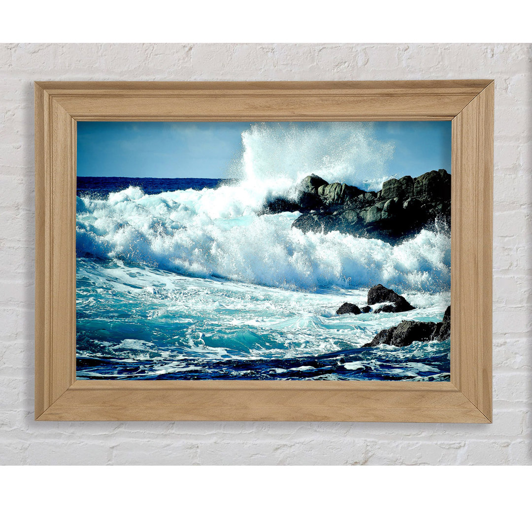 Waves Crashing On Rocks - Einzelne Bilderrahmen Kunstdrucke