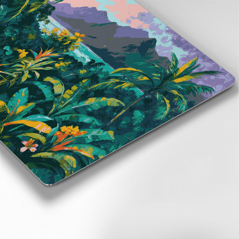 Art mural bleu en villes avec villes Martinique, H 12 po x l 18 po