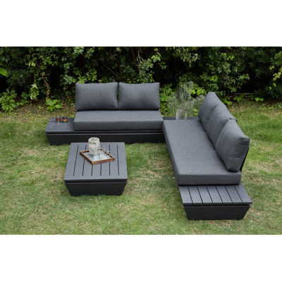 Ensemble de patio complet avec coussins 3 pièces Karriann