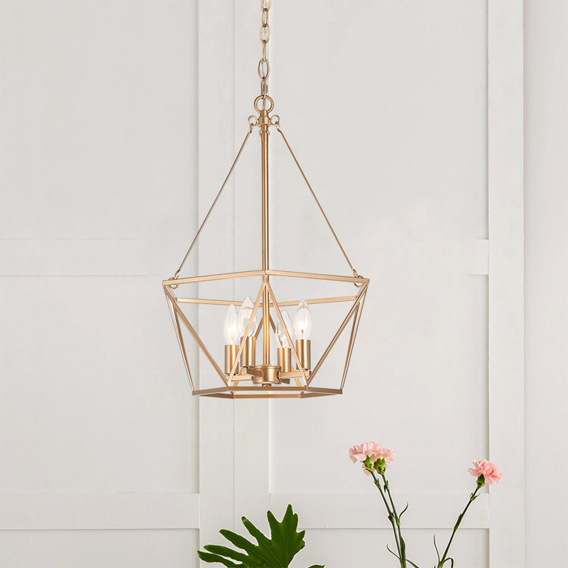 Lustre à motif géométrique de style lanterne à 4 lumières