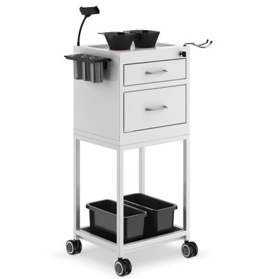Rolling Craft Cart Metal Storage Cart with Lockable Drawer Salon SPA Trolley