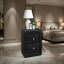 Table de chevet, table de chevet, bout, côté, lampe, tiroir de rangement, chambre à coucher, revêtement, aspect cuir noir, transitionnel