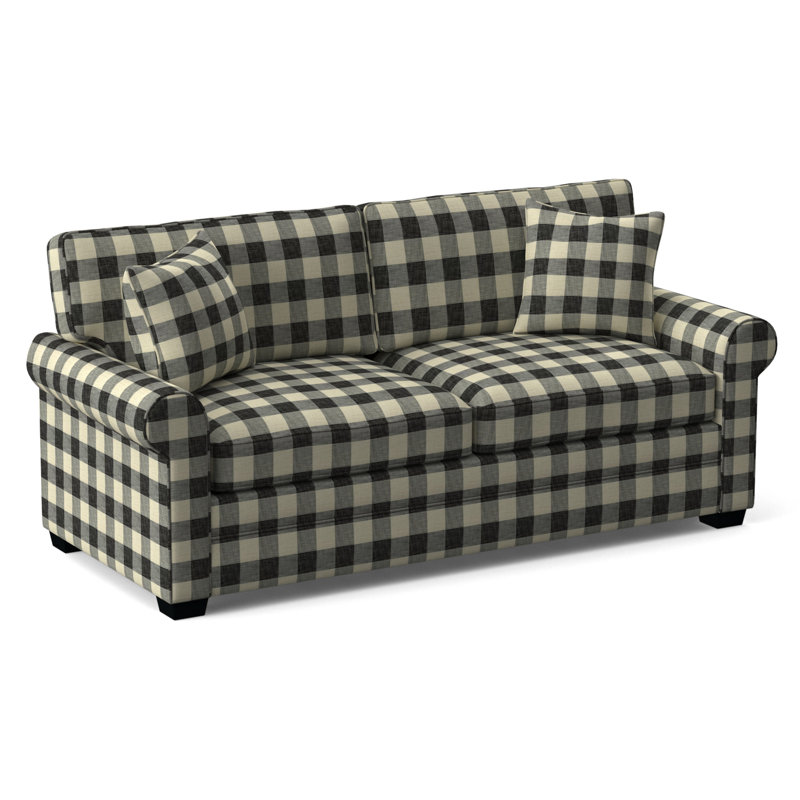 Bedford Upholstered 86'' Sofa, Black Finish, Black Buffalo Check; 0120-81