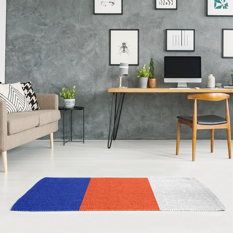 Tapis bleu/orange area, Rectangle 5 pi x 7 pi