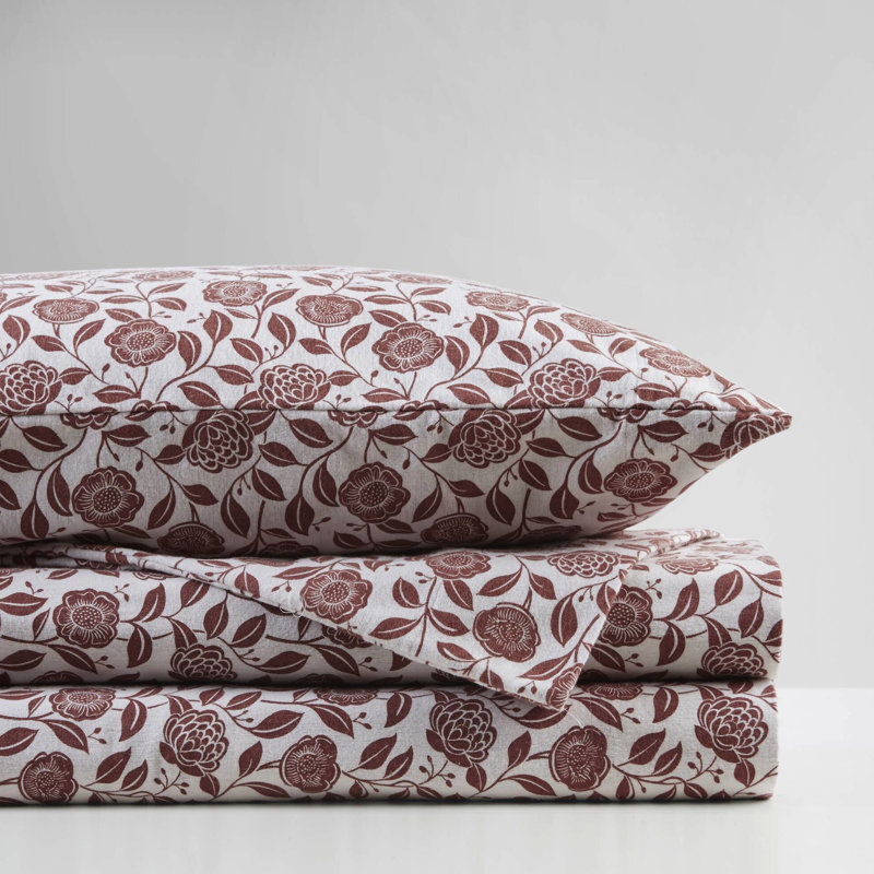 Drap de couleur rouille surdimensionné pour grand lit 4 pièces 100% flanelle de coton surdimensionné pour matelas de 18 po pré-rétréci avec des draps plats 2 taies d'oreiller lavables à la machine