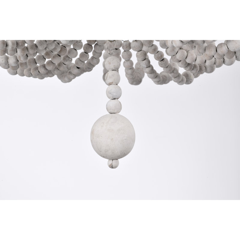 Matte Gold and Weathered White Beaded Bowl Flush Mount Light