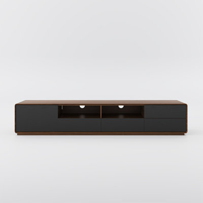 Dawnee Modern Wood TV Stand Media Console 4 Drawers Open Storage Cabinet Walnut Veneer Fully-assembled by Hokku Designs