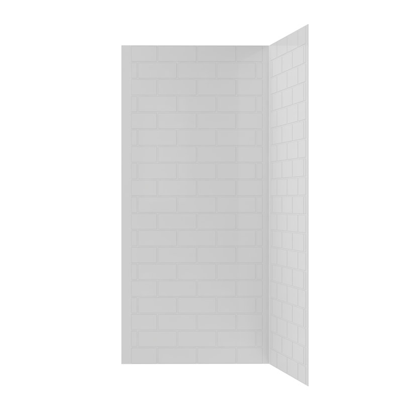 Streamline DSH-1360-139 38 in. L x 38 in. W x 76 in. H 2-Piece Glue-Up Corner Shower Surround in White Tile Finish