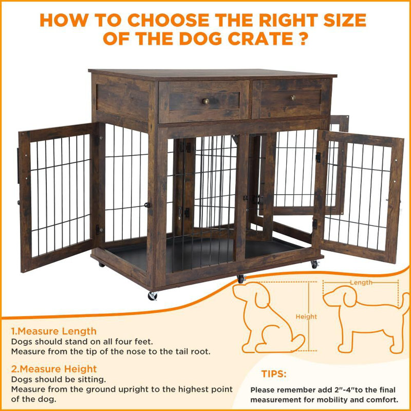 Meuble pour chien avec 2 tiroirs, Brun