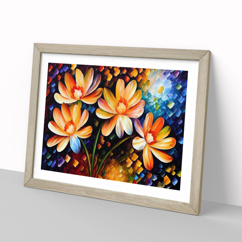 Mixed Flowers - Framed Print, 46cm H x 64cm W, Oak Framed