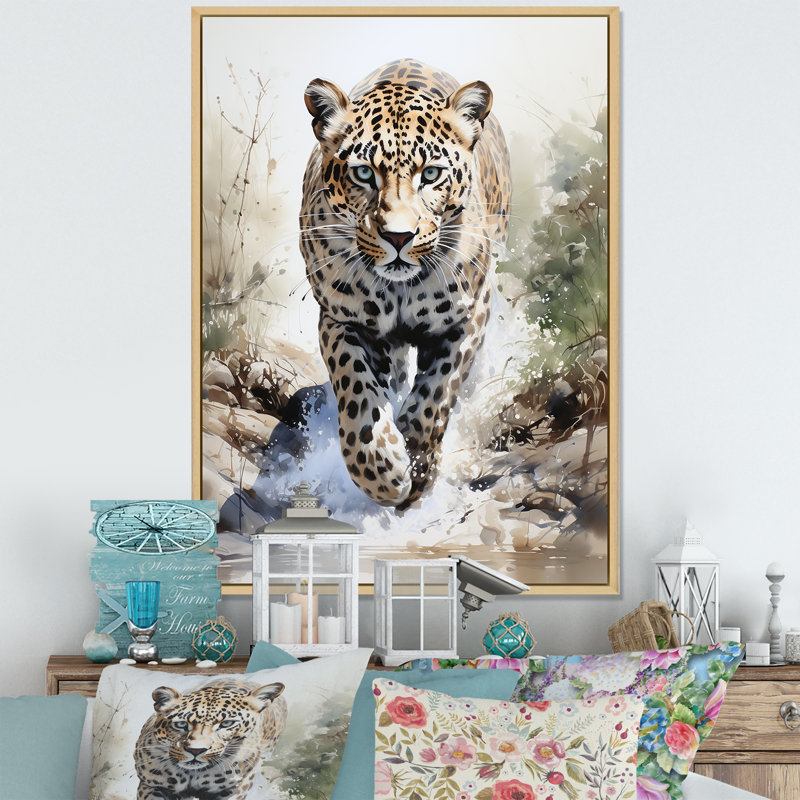 Laranya Leopard Elegance In Afrique sur impression sur toile, Cadre naturel flottant, H 20 po x l 12 po x P 1 po