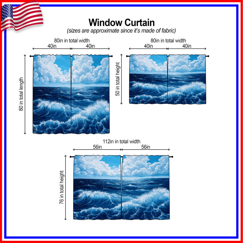 Rideaux obscurcissant Ocean, 20 po x 60 po - 2 panneaux, Transparent