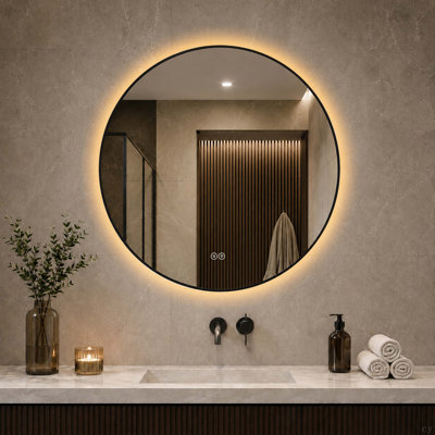 Miroir rond de salle de bain à DEL