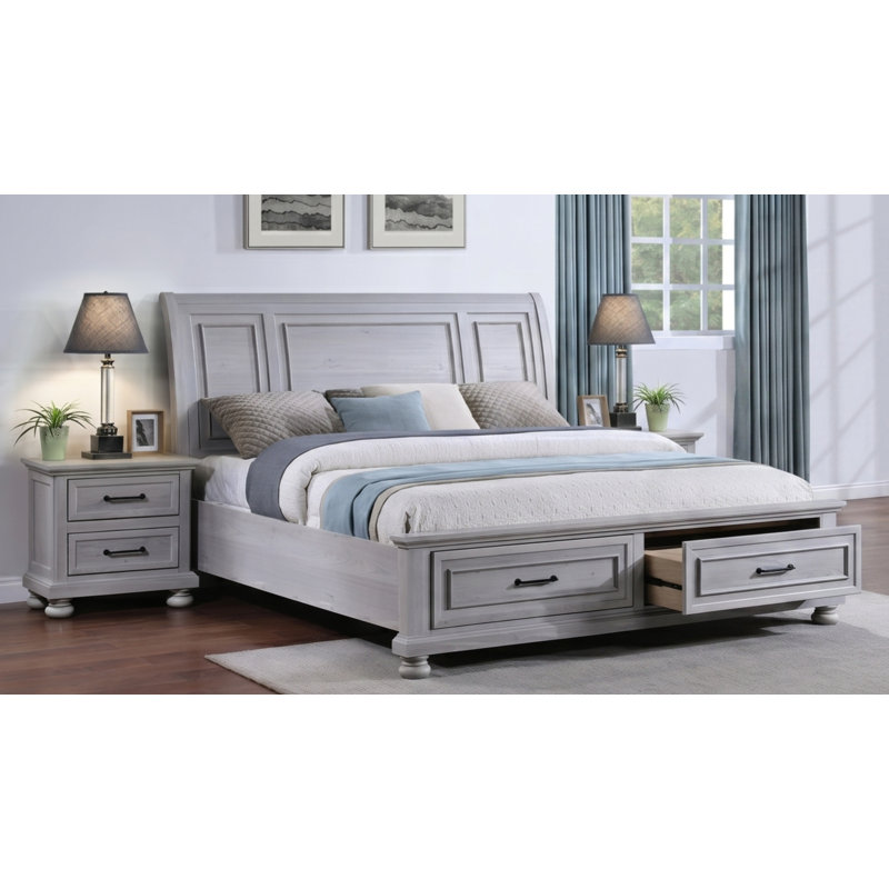3 Piece Bedroom Set With Two Nightstands And Queen Bedframe, Queen, 3 Pcs: Bed, 2 Nightstands