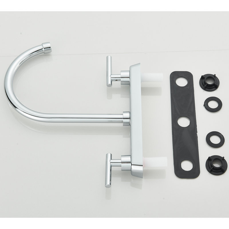 Robinet de cuisine chromé à 2 poignées, robinet d'évier en acier inoxydable avec bec pivotant à grande arche, 3 trous commerciaux modernes