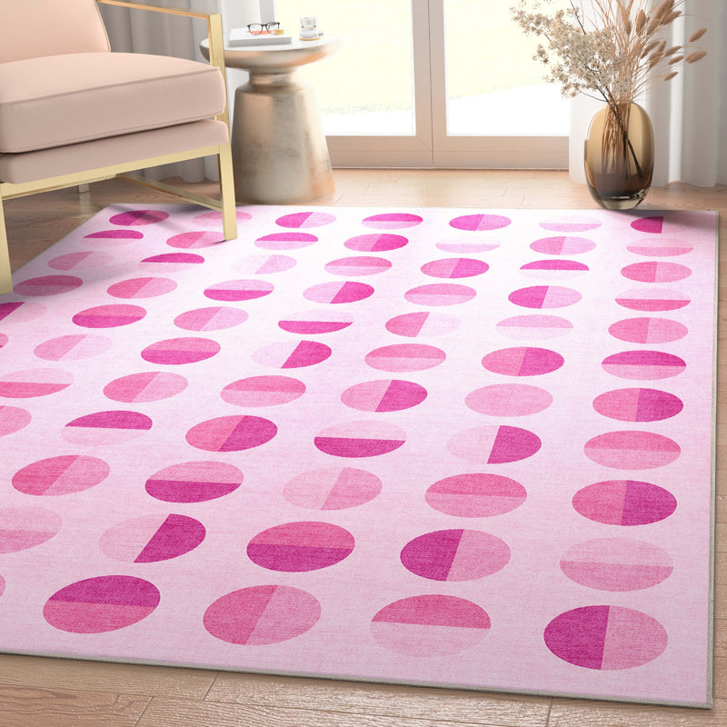 Tapis tissé à plat à motif géométrique rose Winston Porter Shanea, Rectangle 6 pi x 9 pi