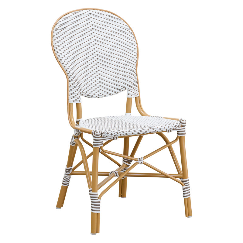 Chaise d'appoint Isabell, Blanc à pois cappuccino, Amande