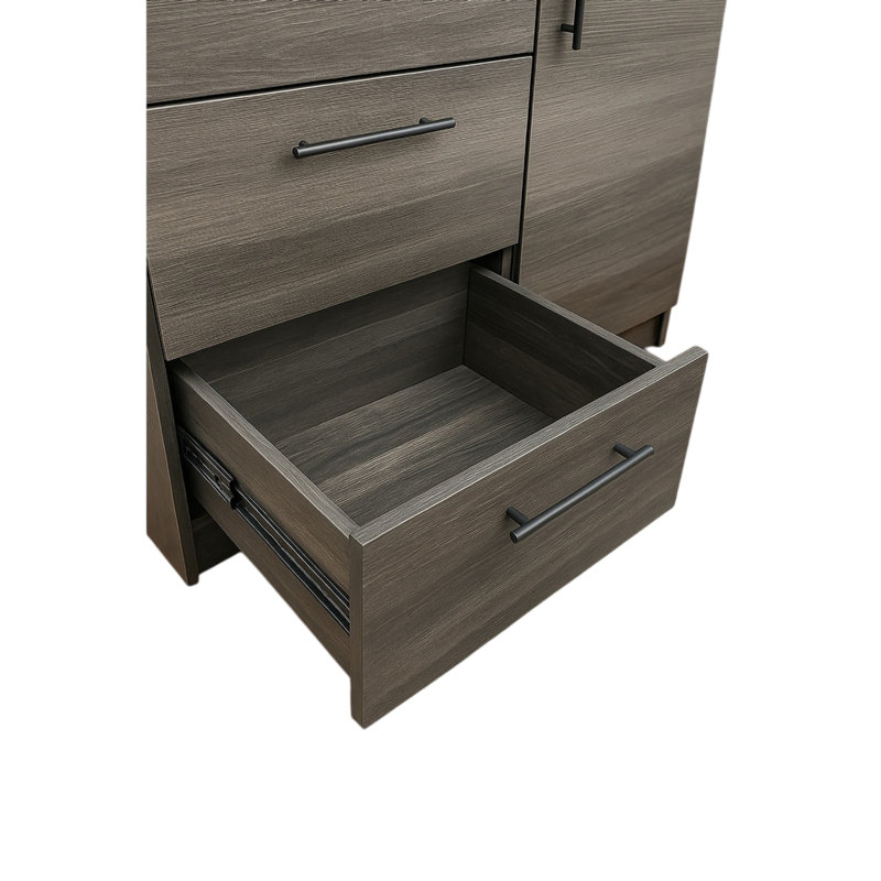 Benjara Roby Large Dresser Chest, 4 Drawers w Cabinet, 47 Inch, Dark Gray Benjara Roby Large Dresser Chest, 4 Drawers w Cabinet, 47 Inch, Dark Gray