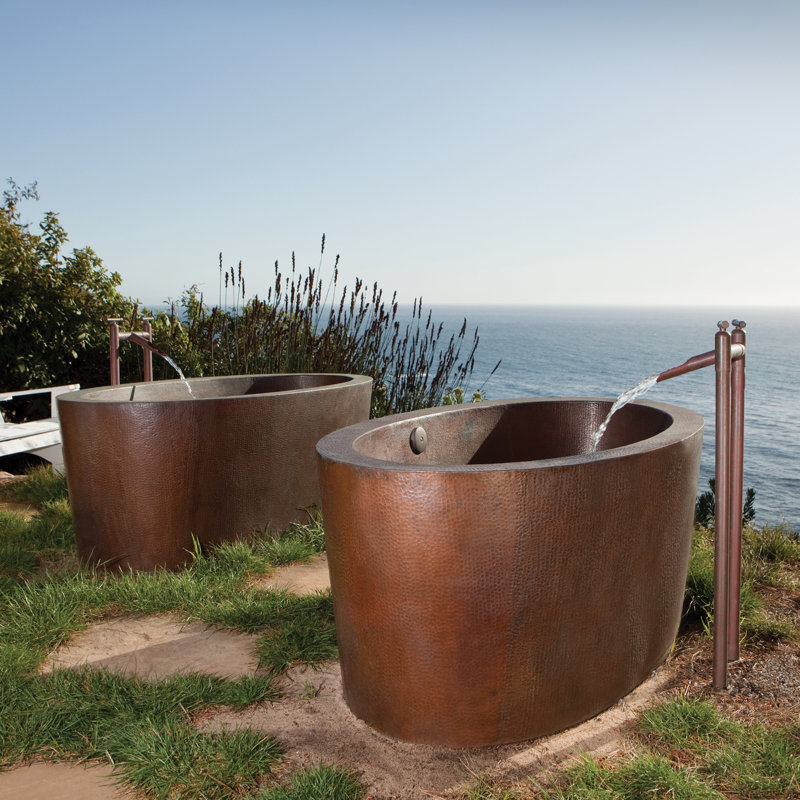 Aspen 64" x 36" Freestanding Soaking Copper Bathtub, Antique Copper