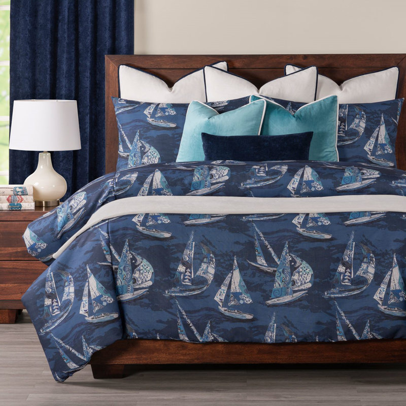 Geometric Print Multi-Color Duvet Cover & Insert Set, Blue, Full Duvet Cover + 2 Standard Shams