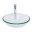 Lavabo de salle de bain en verre trempé avec robinet chromé et drain escamotable, transparent