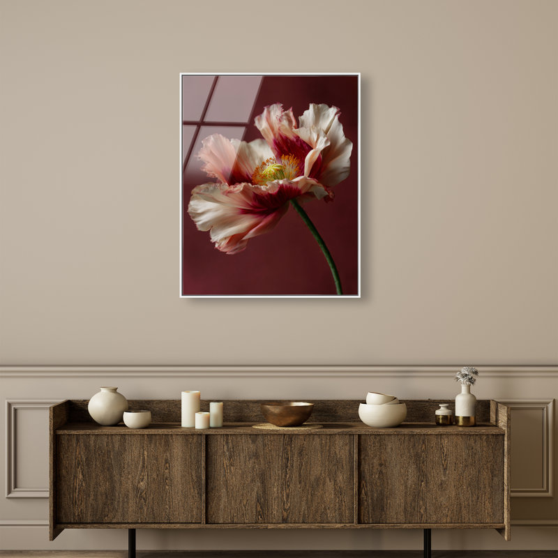 Merlot Blush Blossom I High-Gloss Frameless Acrylic Glass Wall Art Floral & Botanical Print by Oliver Gal, Ready to Hang, 16 x 20
