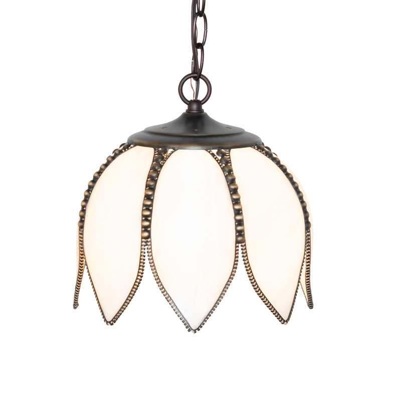 10" Wide Tulip Mini Pendant, Pink/White