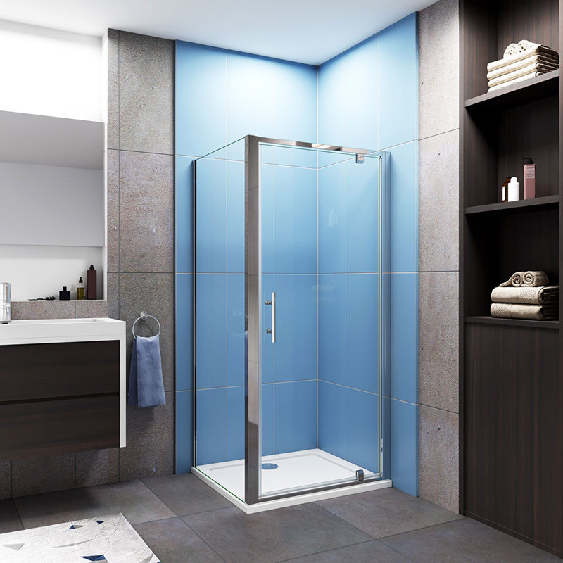 Tymon 900x1900mm Framed Pivot Shower Door with 700mm Side Panel