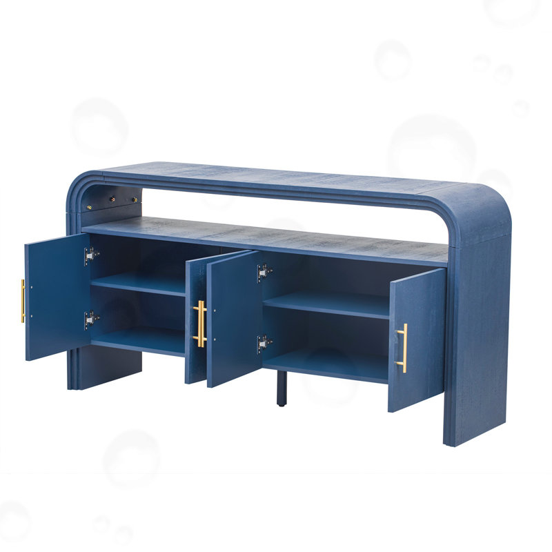 La console comporte un placage de sapin traité durable, Marine