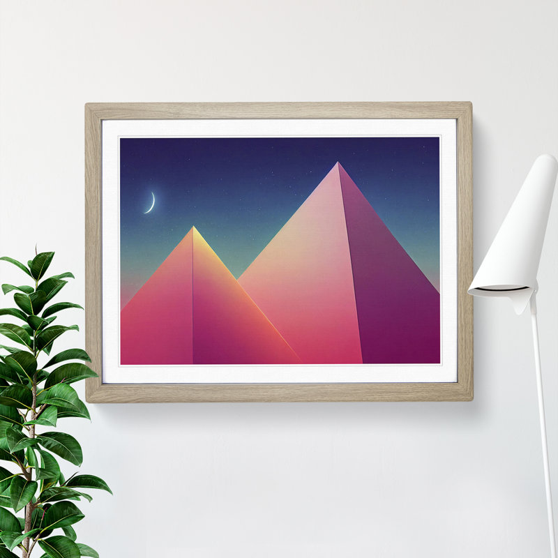 XH1022-6160X Modern Pyramids Vol.3 - Single Picture Frame Print, 46cm H x 64cm W x 2cm D, Oak Framed