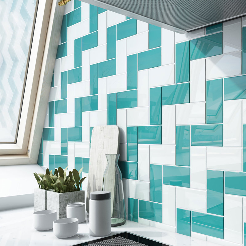 Subway Glass Tile 3" x 6", Teal