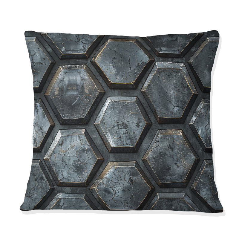 Metallic Octagon - Glam Throw Pillow, 16"H x16"H