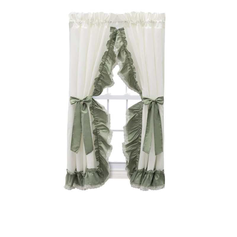 Bralynne Cotton Blend Semi-Sheer Curtain Pair, Sage, 50" W x 84" L