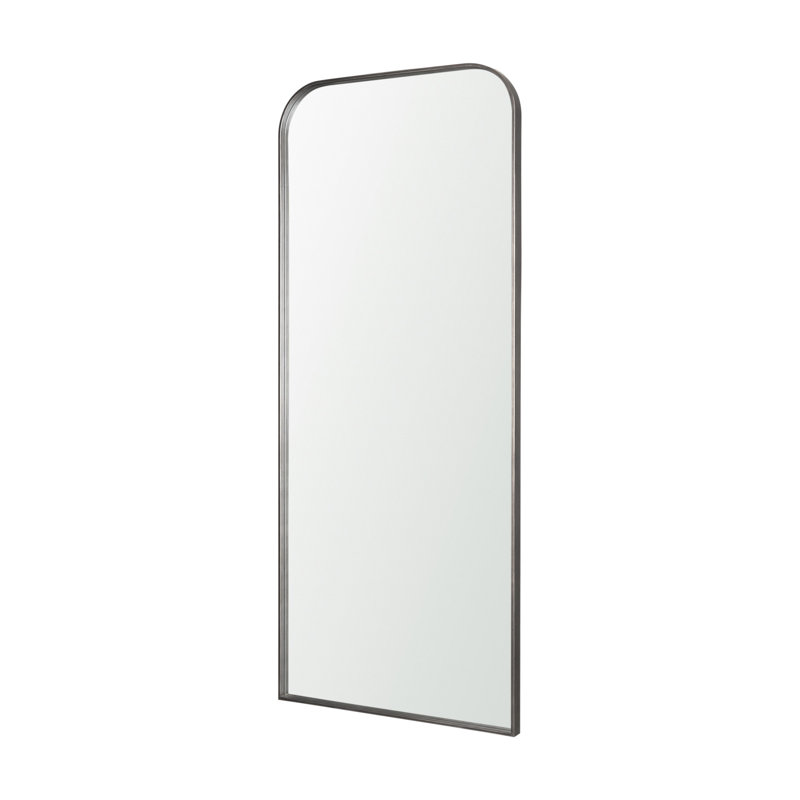 Tall Black Metal Arched Mirror with Sleek Design