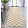 Tapis carré jaune à motif géométrique Kehr