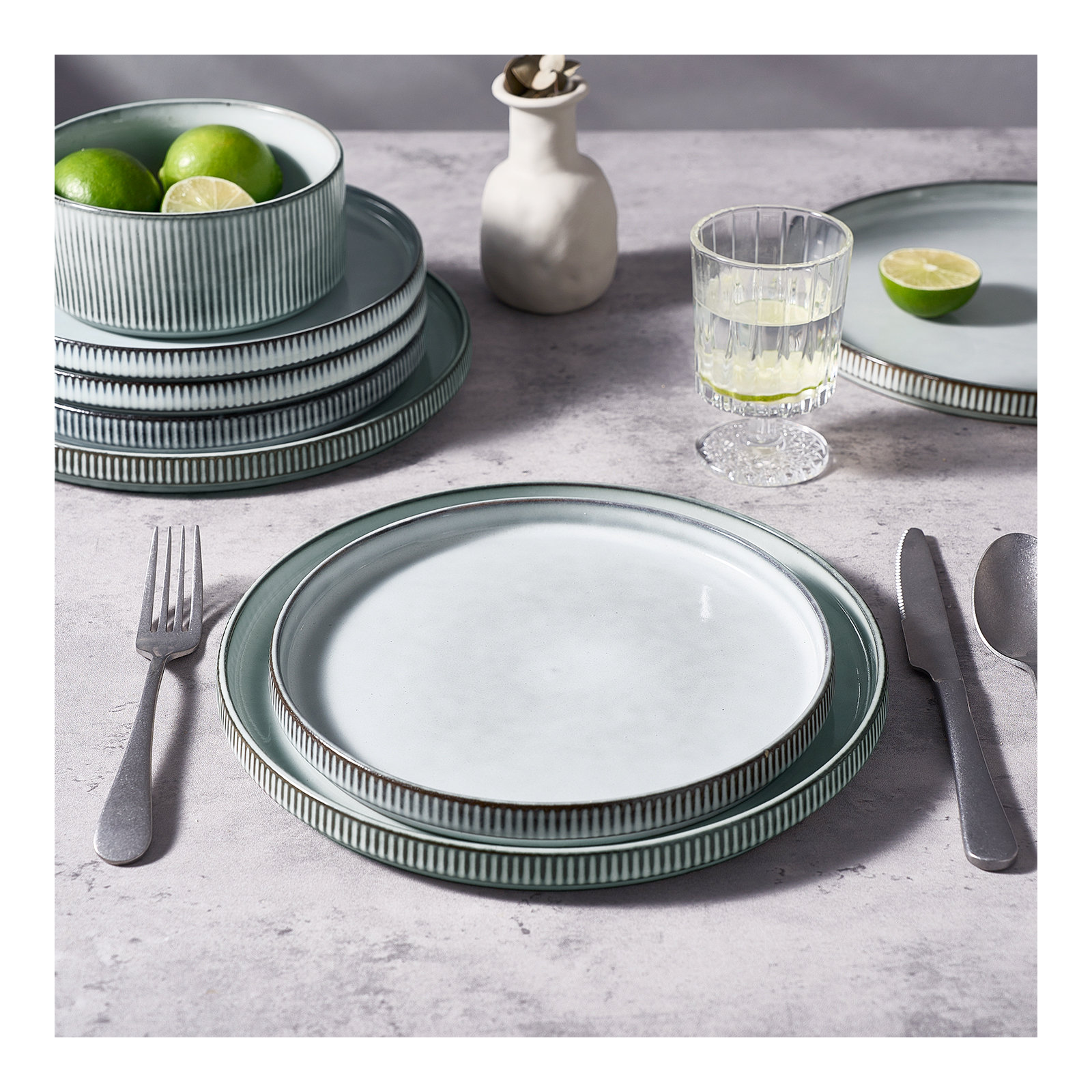 Joss & Main 10" Stoneware Dinner Plate, Smoky Blue