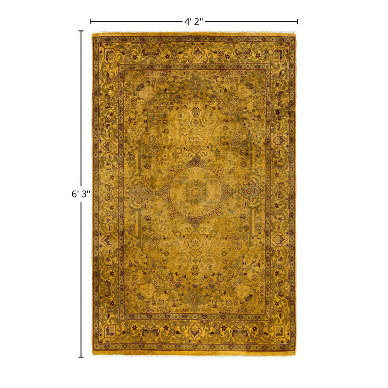 Overdyed One-of-a-Kind 4'2" x 6'3" Hand Knotted Area Rug