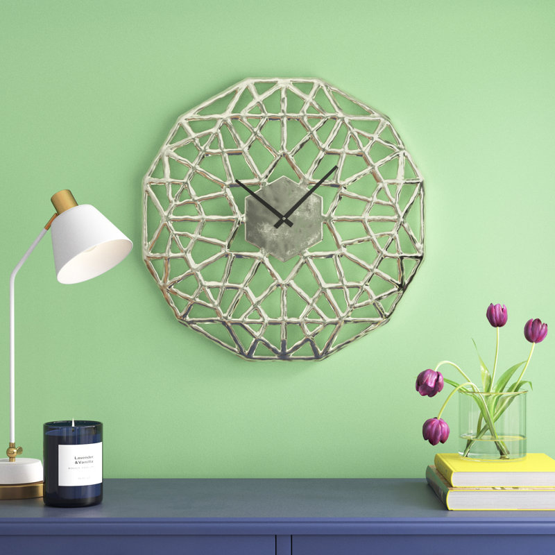 Barragan Metal Wall Clock, Silver